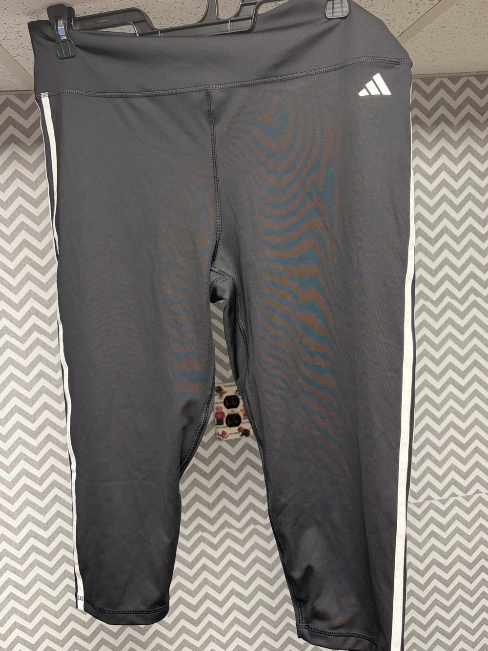NWT adidas Black Capri Leggings with White Side Stripes